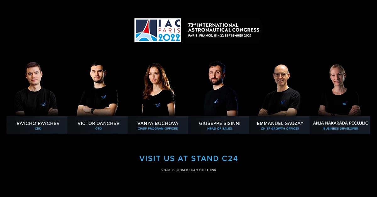endurosat team at iac 2022 stand c24