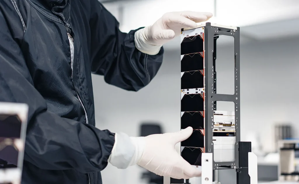 3U Cubesat Solar panel mounted on a structure