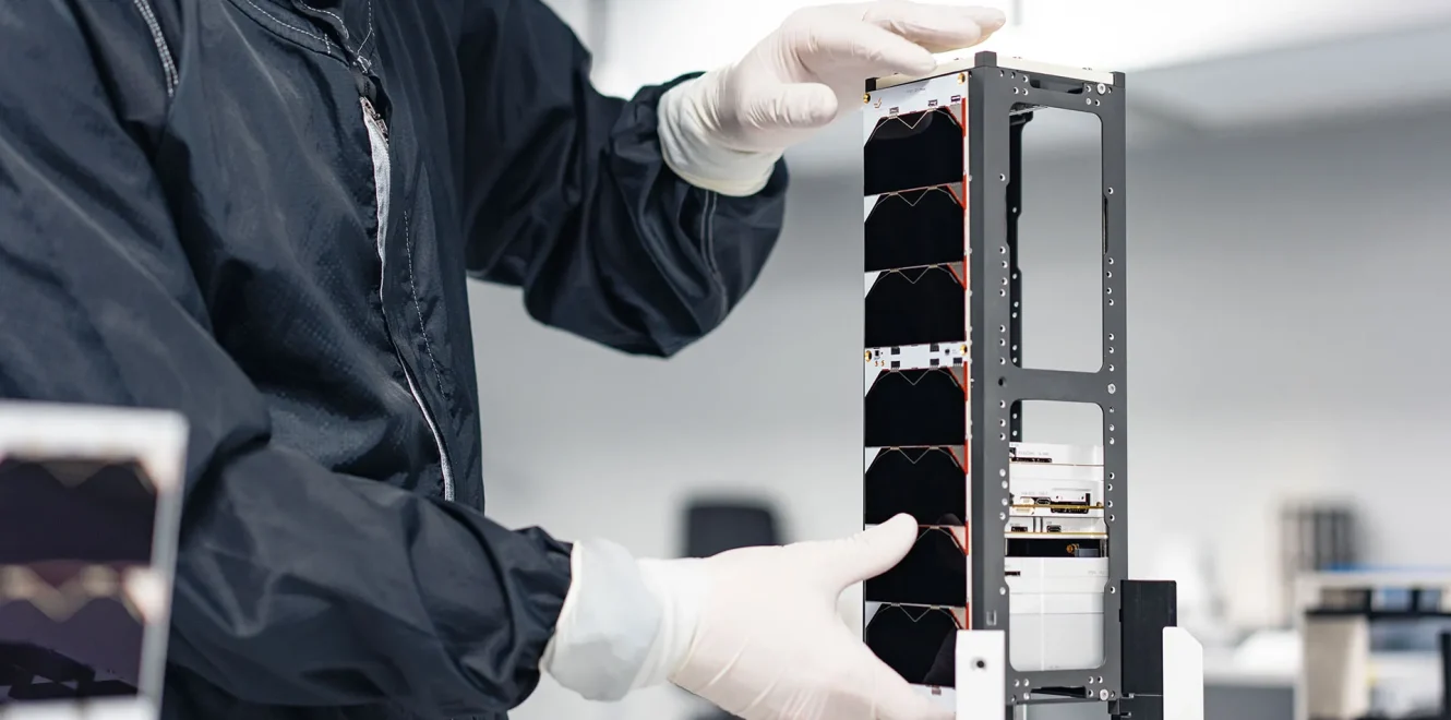 3U Cubesat Solar panel mounted on a structure