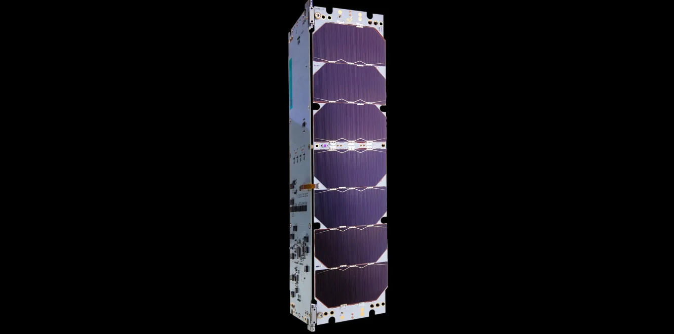 Undeployed 3U Deployable Solar Panel with black background