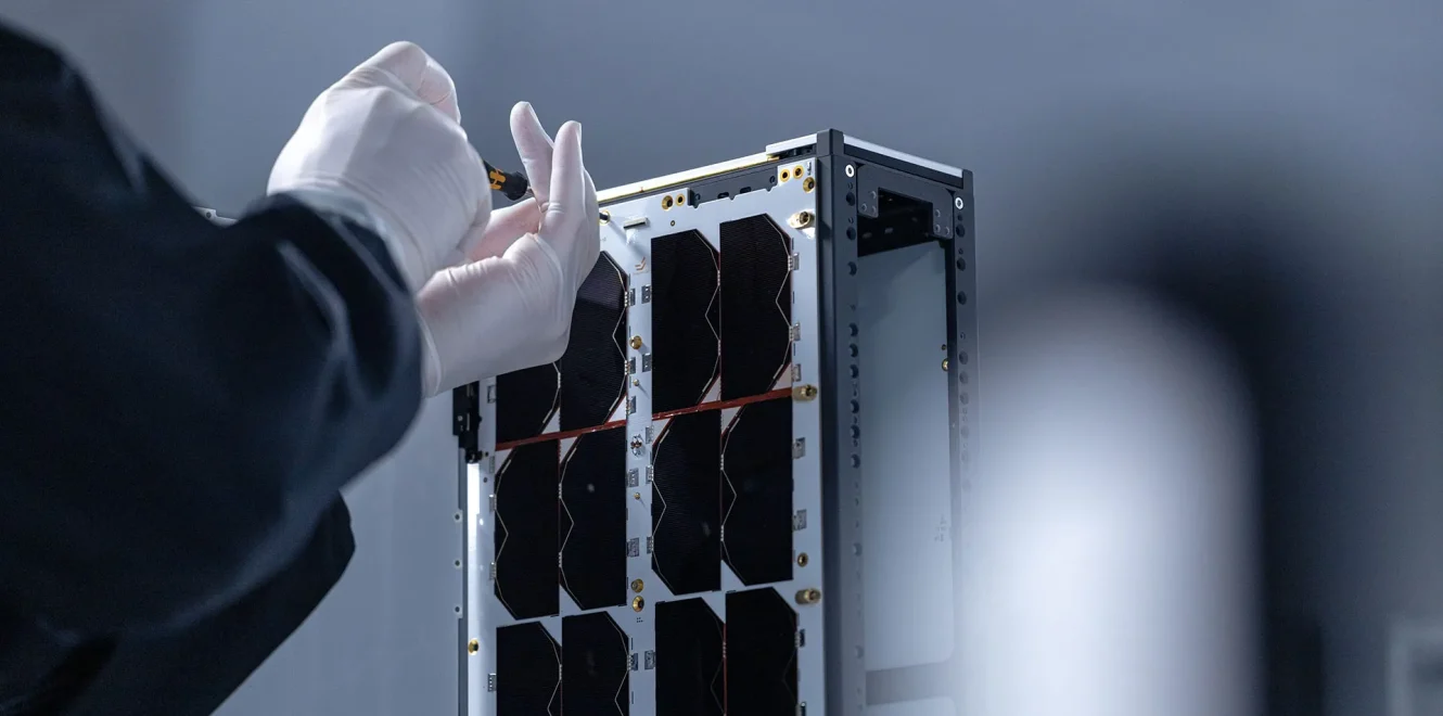 EnduroSat 8U CubeSat being assembled in a clean room
