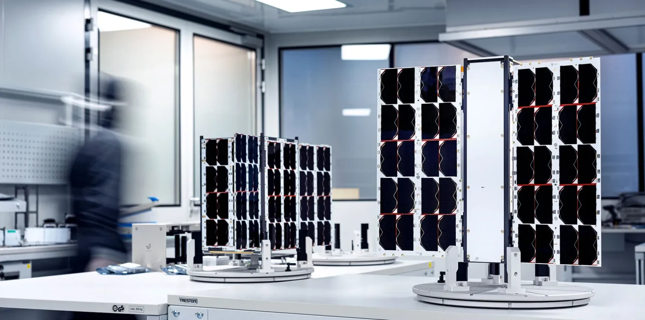 Base section of EnduroSat 8u cubesat mounted on precision test platform