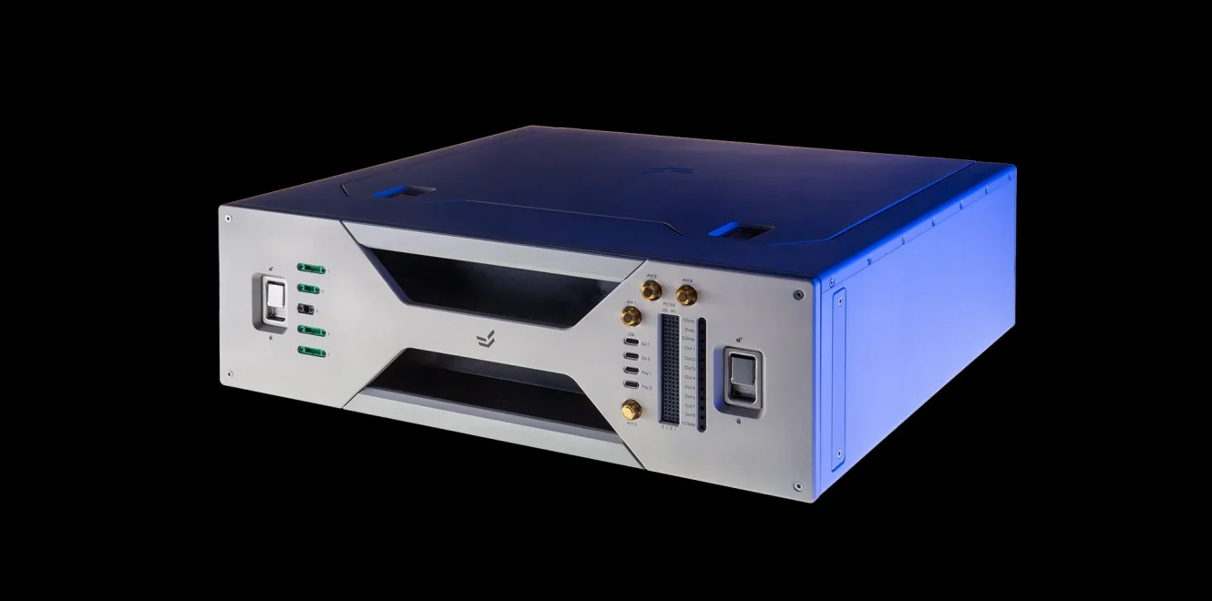 EnduroSat DeskSat flatsat hardware platform showing compact enclosure and front panel interfaces for satellite system testing and development