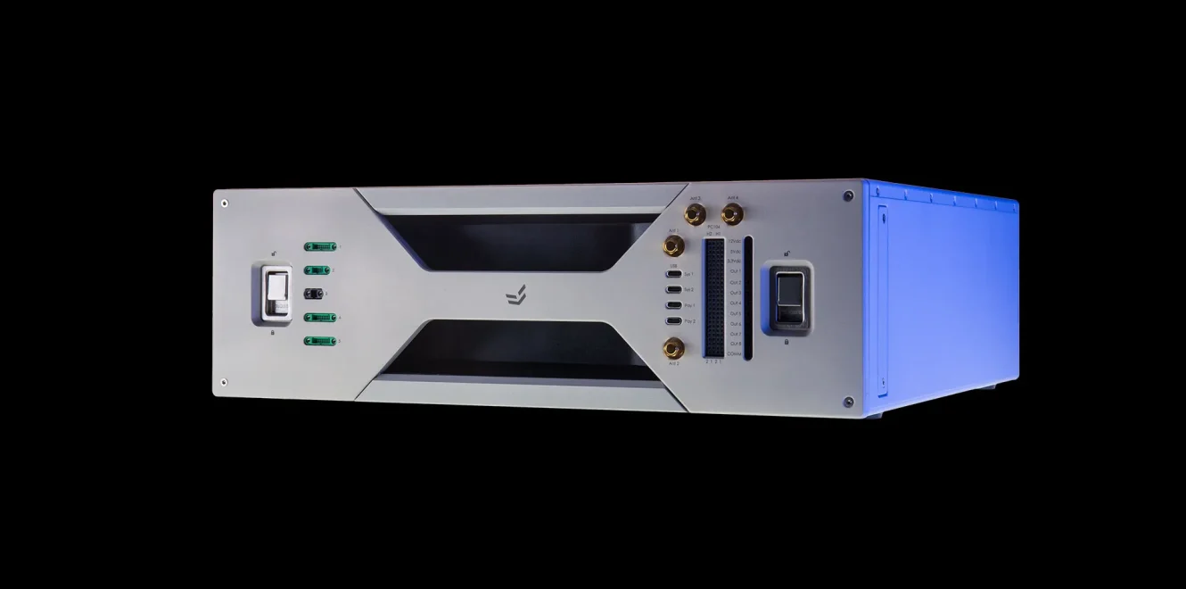 EnduroSat DeskSat flatsat front view showing power, data, and interface connectors for satellite subsystem testing