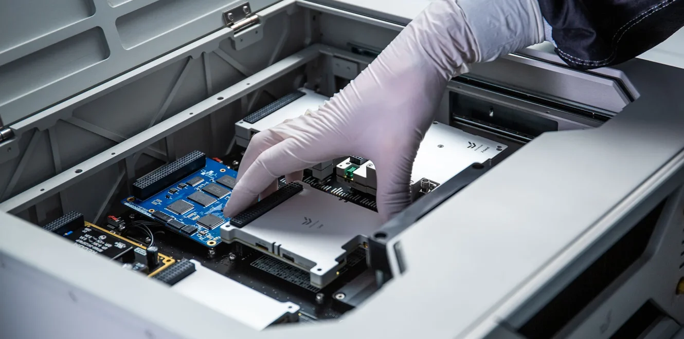EnduroSat DeskSat flatsat in use during installation of satellite electronics modules for system integration and functional testing