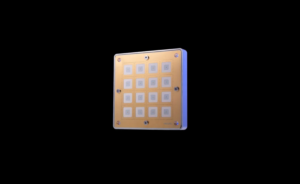 Top view of K-Band Antenna 4x4 Patch Array for high-frequency satellite communication