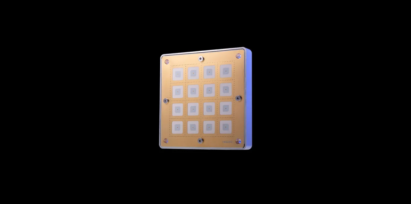 Top view of K-Band Antenna 4x4 Patch Array for high-frequency satellite communication