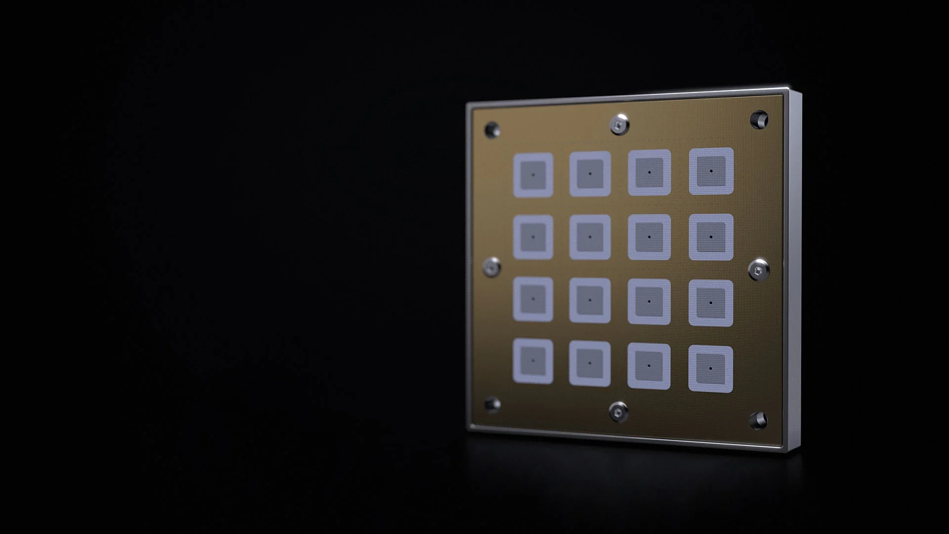 Perspective view of K-Band Antenna 4x4 Patch Array module for satellite communications