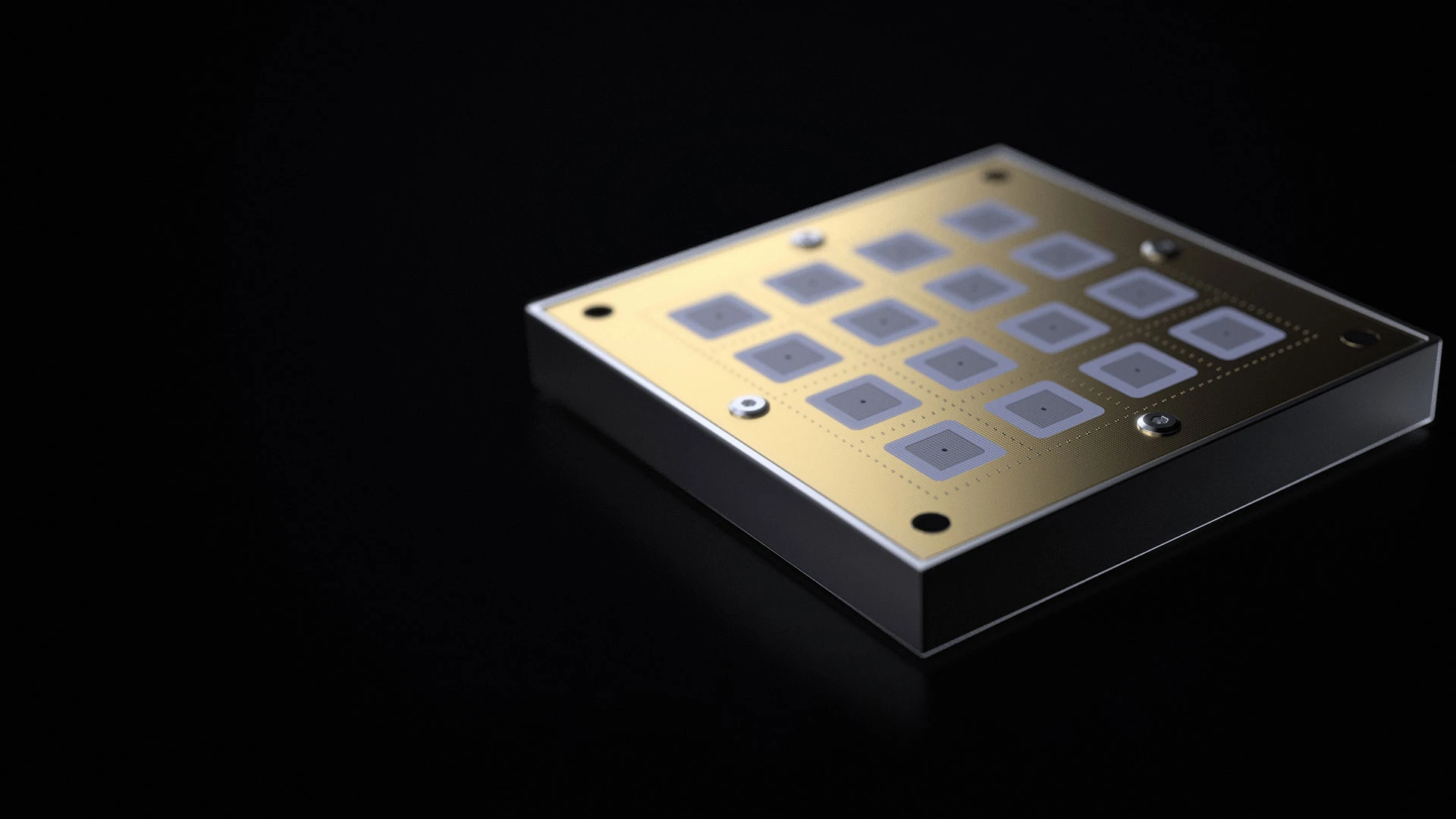 K-Band Antenna 4x4 Patch Array module angled 3D render