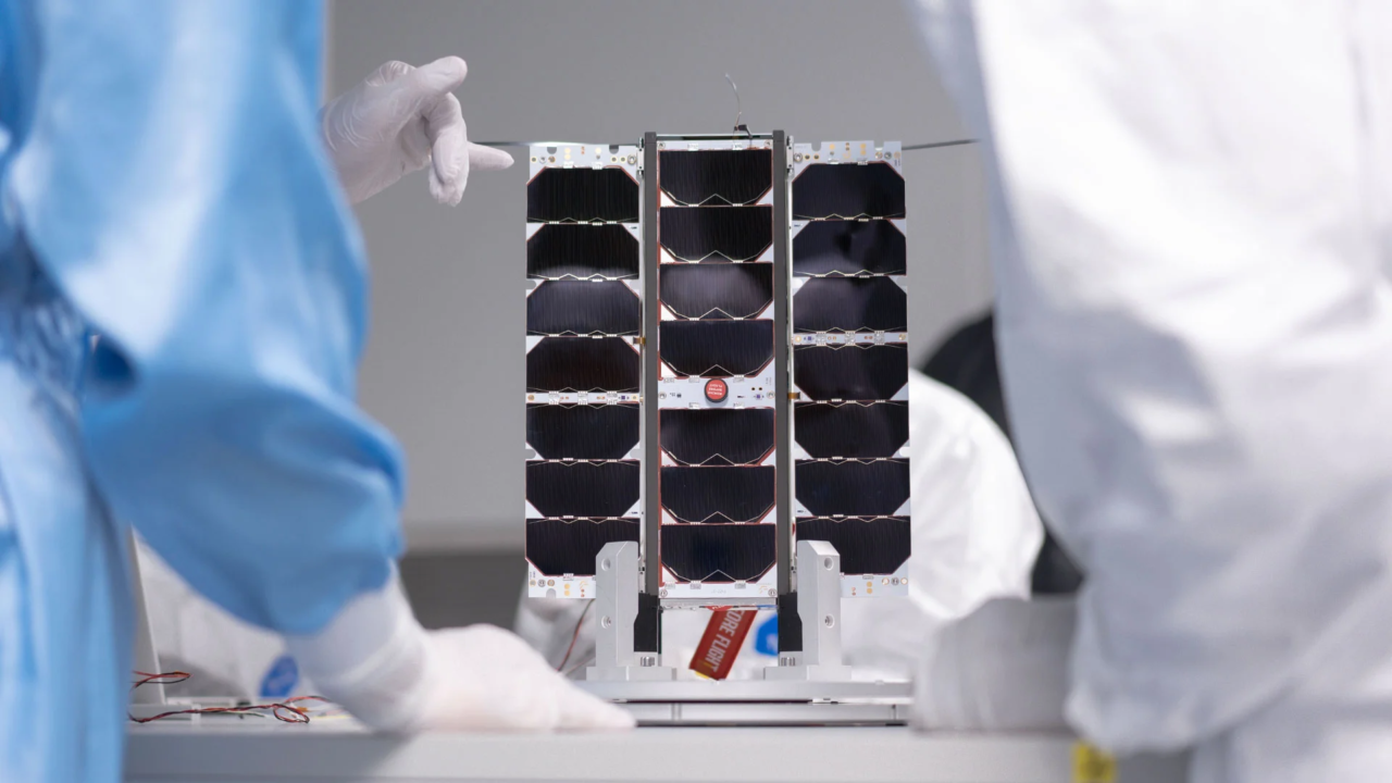Deployed 3U Deployable Solar Panel on a lab table