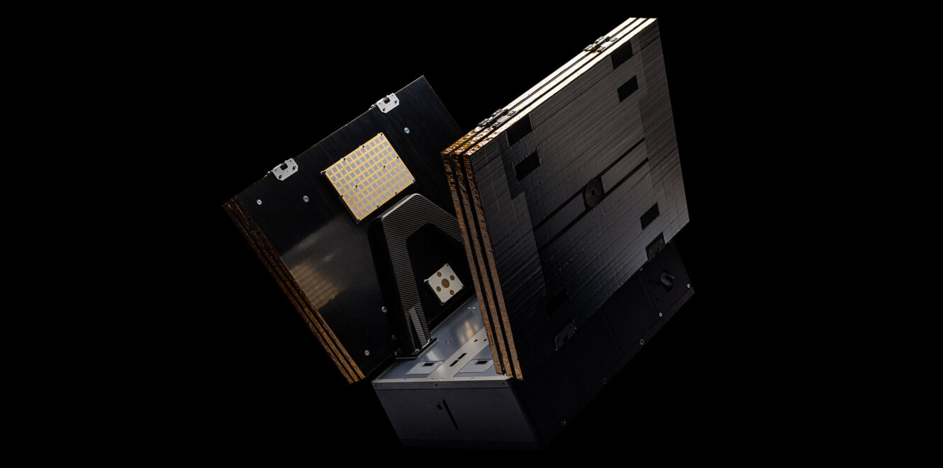 EnduroSat ESPA-Class Satellite platform with folded solar panels and modular payload interface integrated into the satellite bus