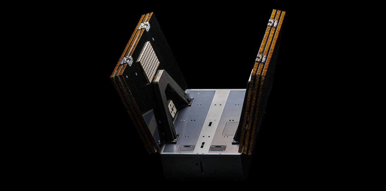 EnduroSat ESPA-Class Satellite bus with deployed solar panel wings and integrated modular payload support structure
