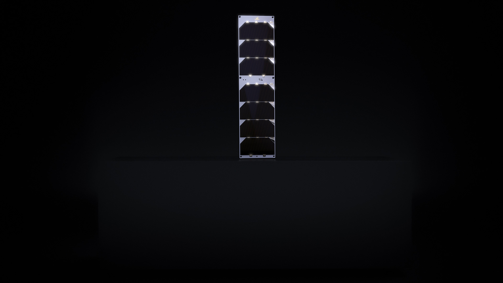 3U Cubesat Solar panel - front view, black background