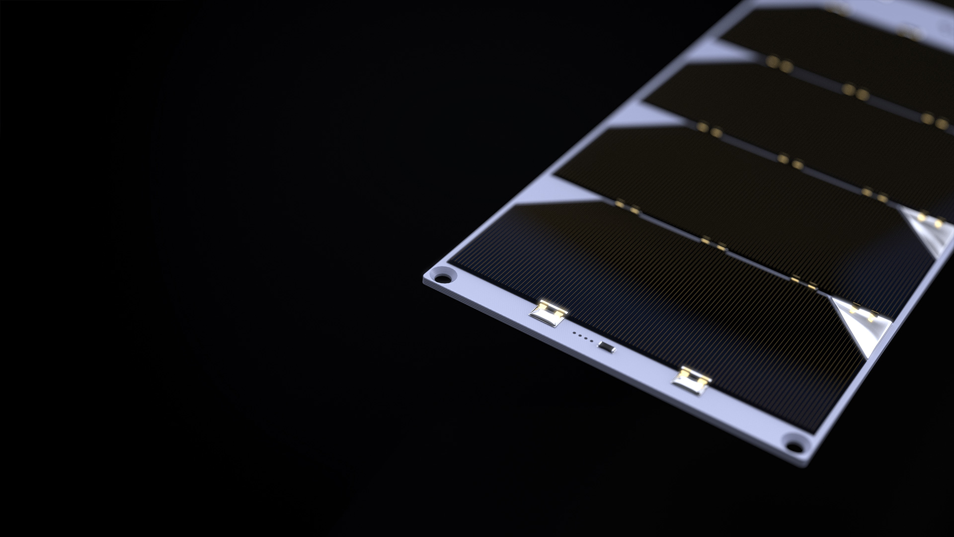 3U Cubesat Solar panel - partial view, black background